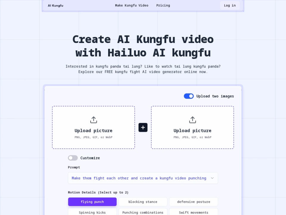 AI Kungfu Video Generator preview