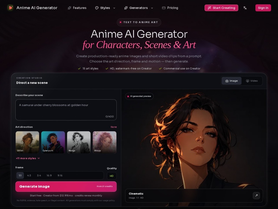 Anime AI Generator preview