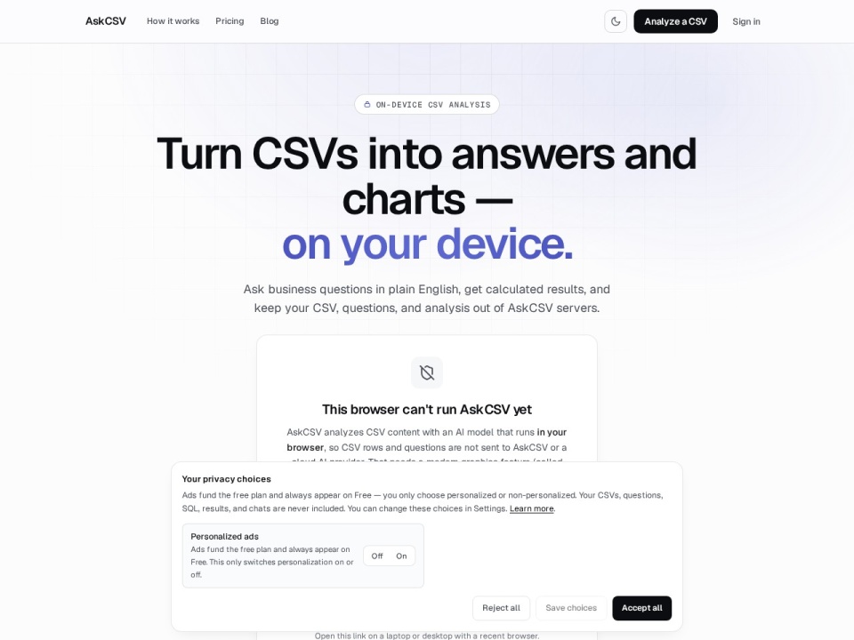 AskCSV preview