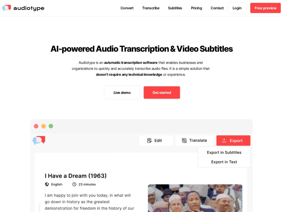 Audiotype preview