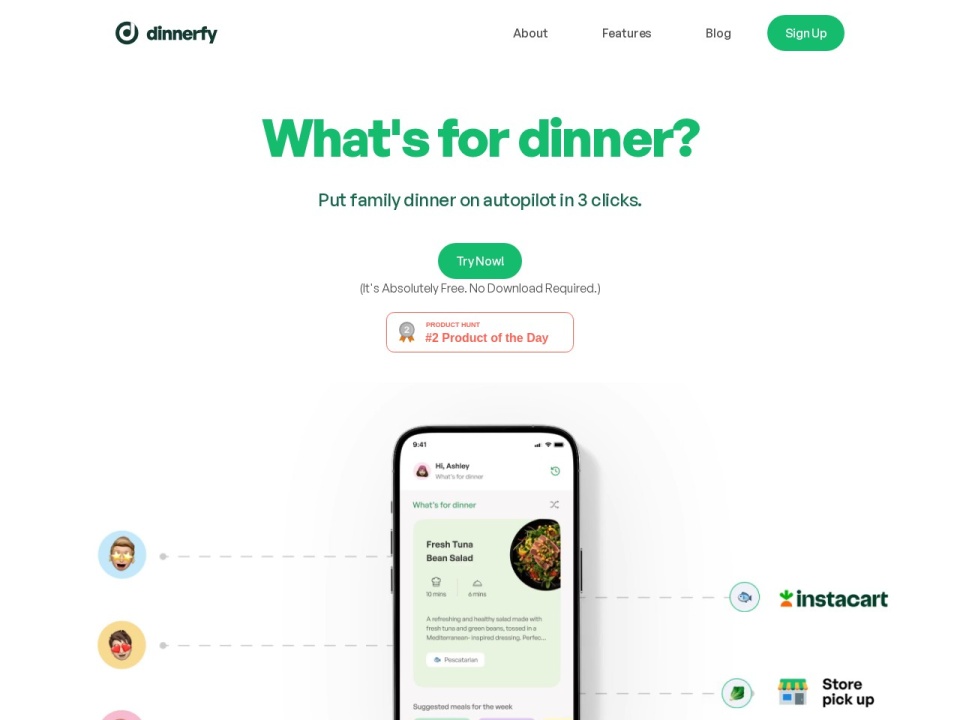 Dinnerfy preview