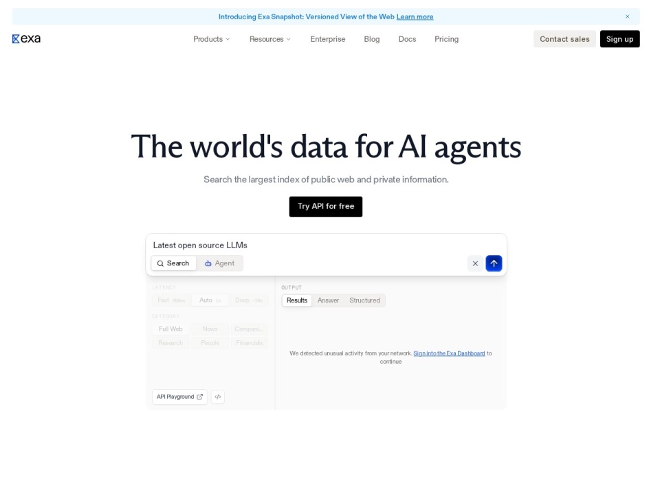 Exa AI preview