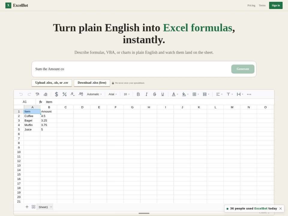 Excelbot preview