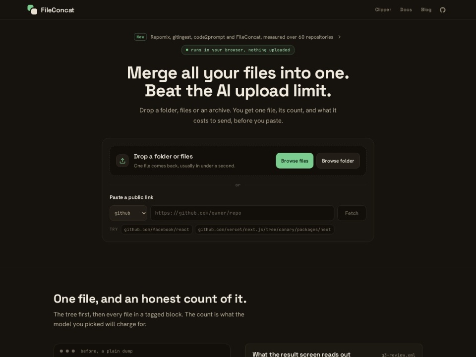 File Concat Tool Prepare Files For AI preview
