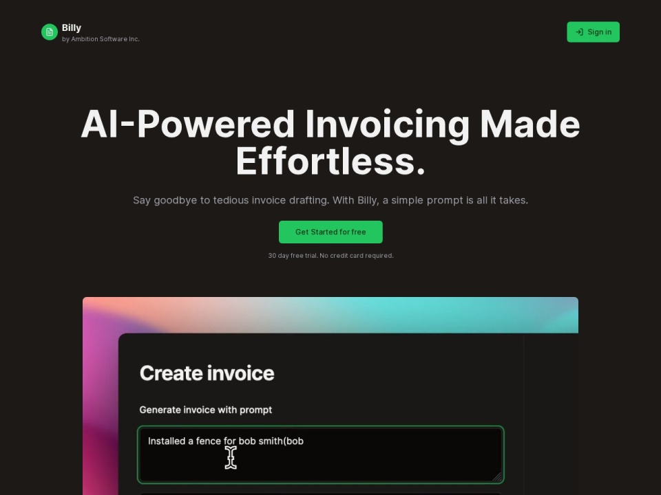 Billy AI Invoicing Made Effortless preview