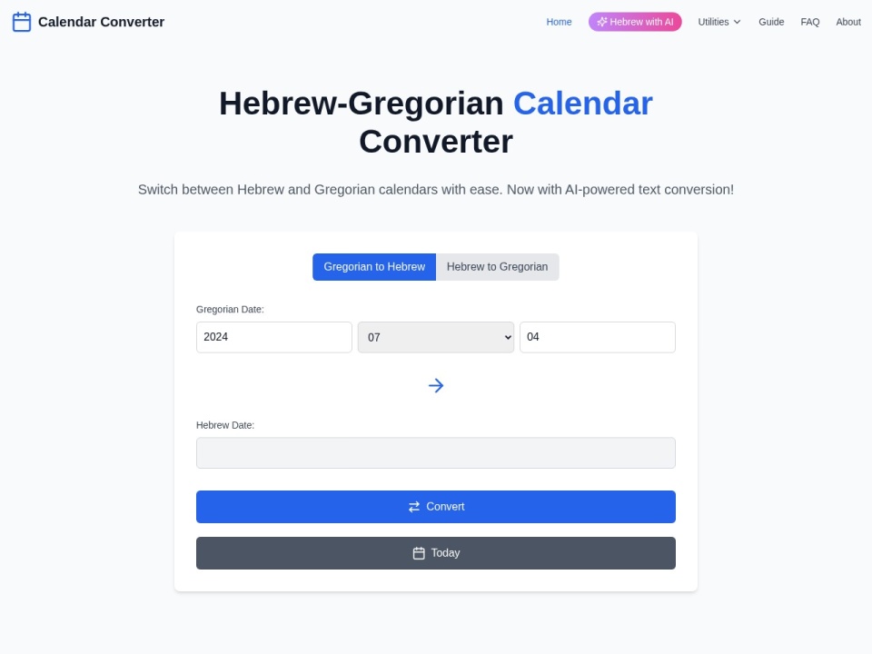 Hebrew Calendar With AI preview