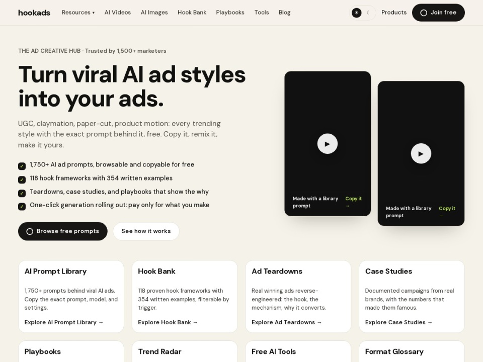 Hookads AI preview
