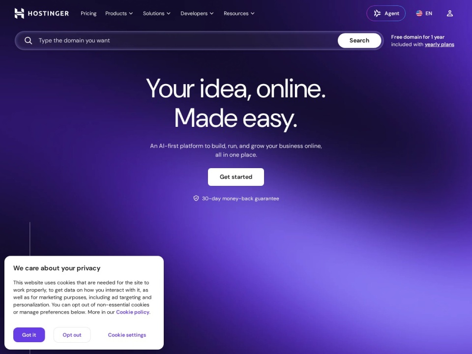 Hostinger AI Website Builder preview