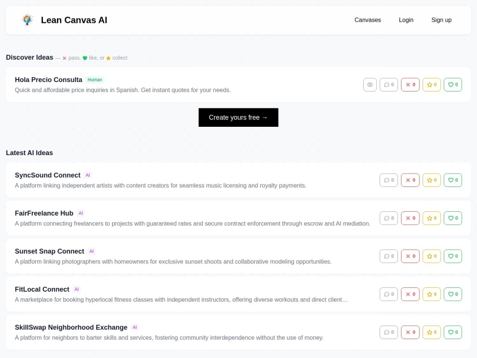 Lean Canvas AI preview