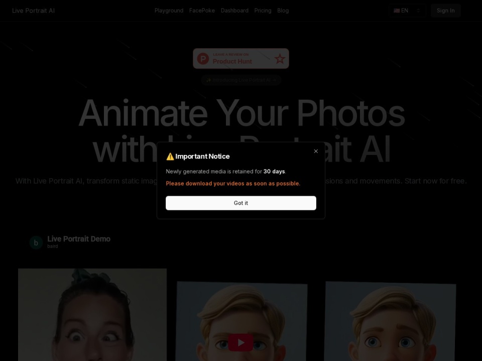 Live Portrait AI preview