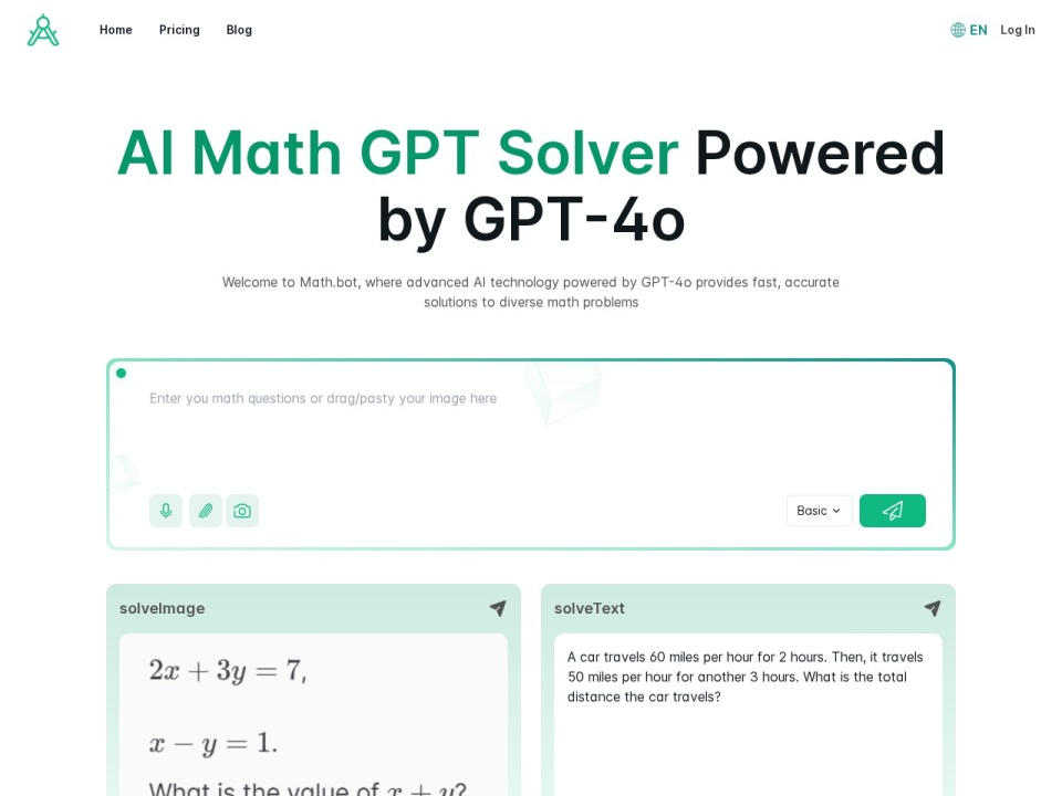 AI Math GPT Solver Online Powered By GPT 4o Math Bot preview