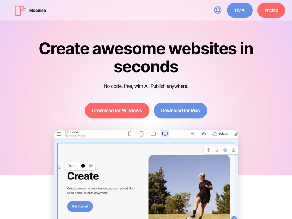 Mobirise AI Website Builder preview