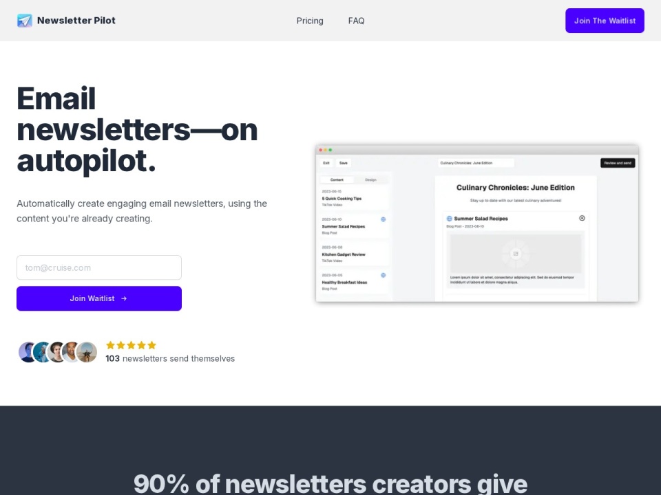 Newsletter Pilot preview