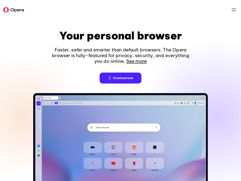 Opera One Browser preview