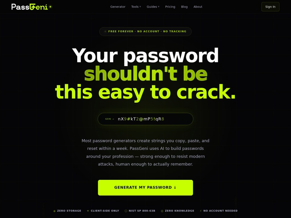 Passgeni AI Password Generator preview