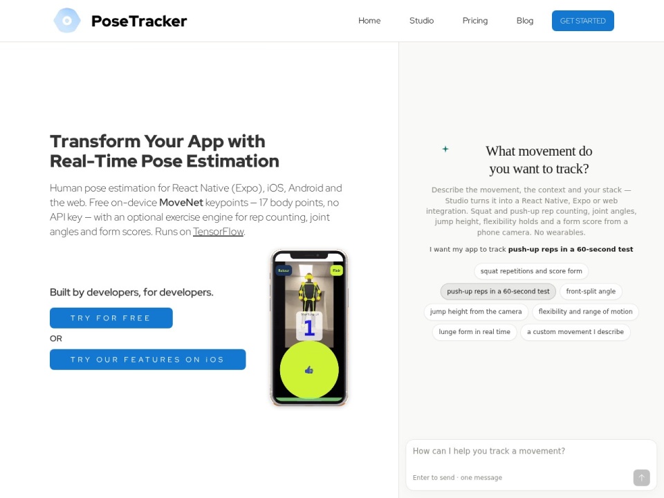 Posetracker API preview