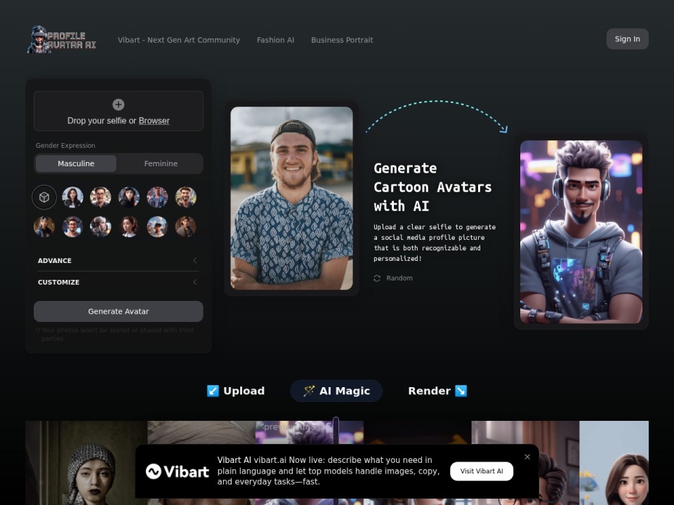 Profile Avatar AI preview