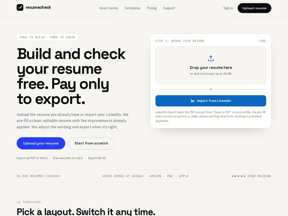 ResumeCheck preview