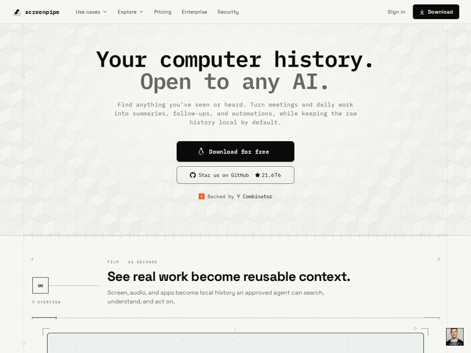 Screenpipe preview