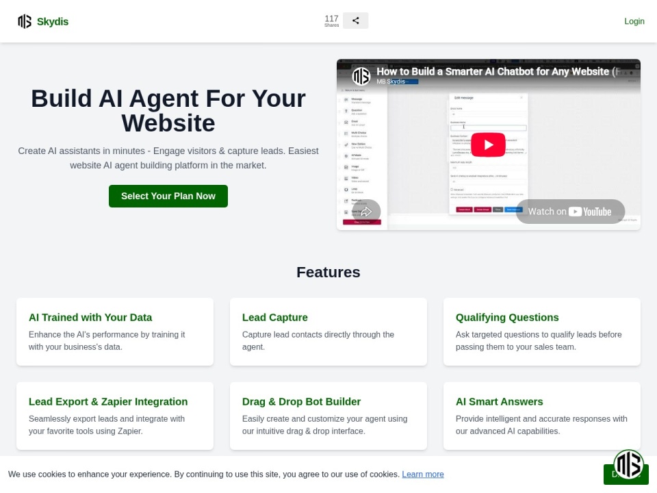 Skydis AI Chatbot Builder For Websites preview
