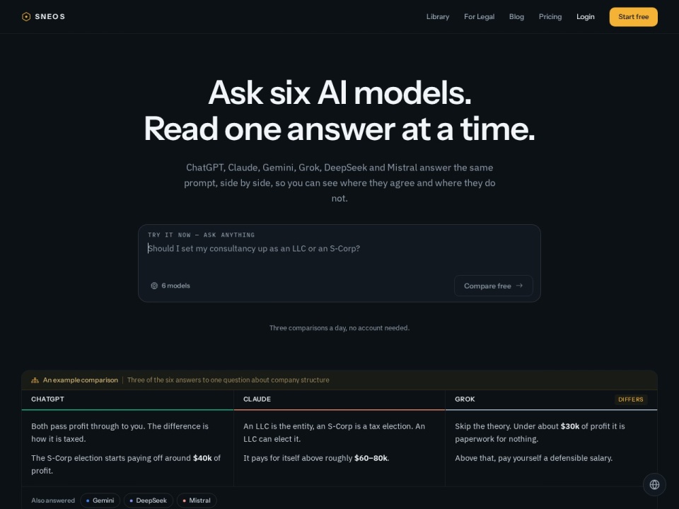 Sneos Multi Chat AI Assistant preview
