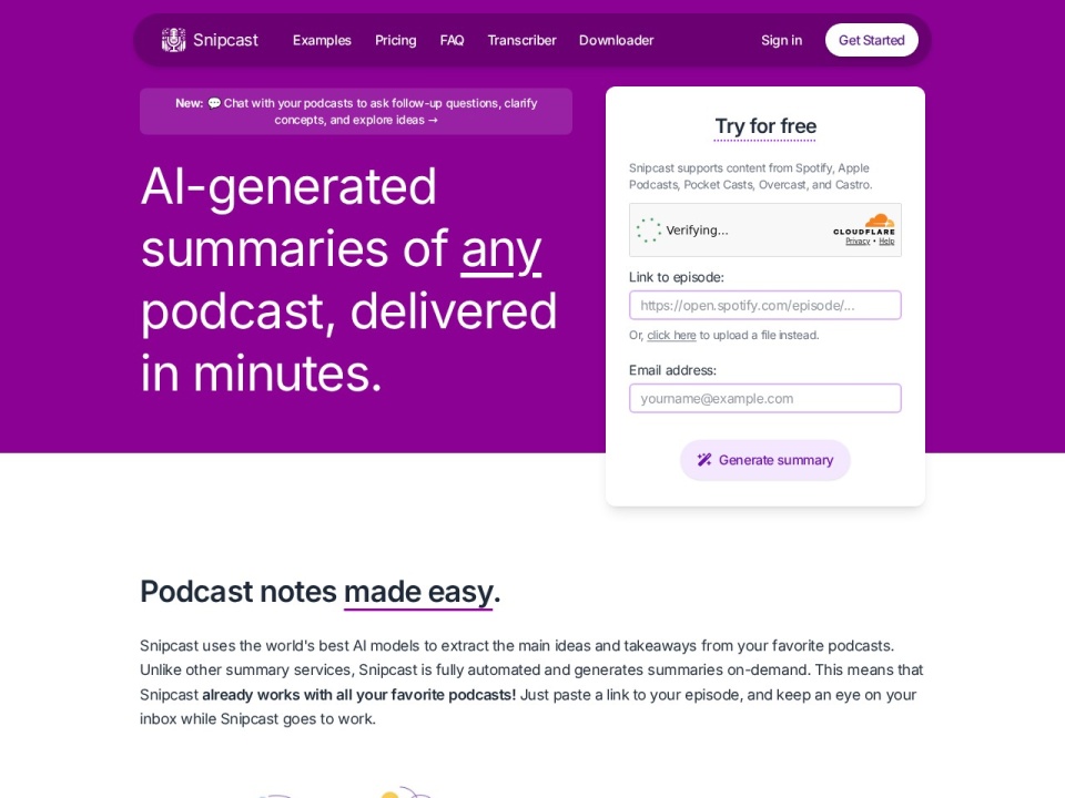 Snipcast preview