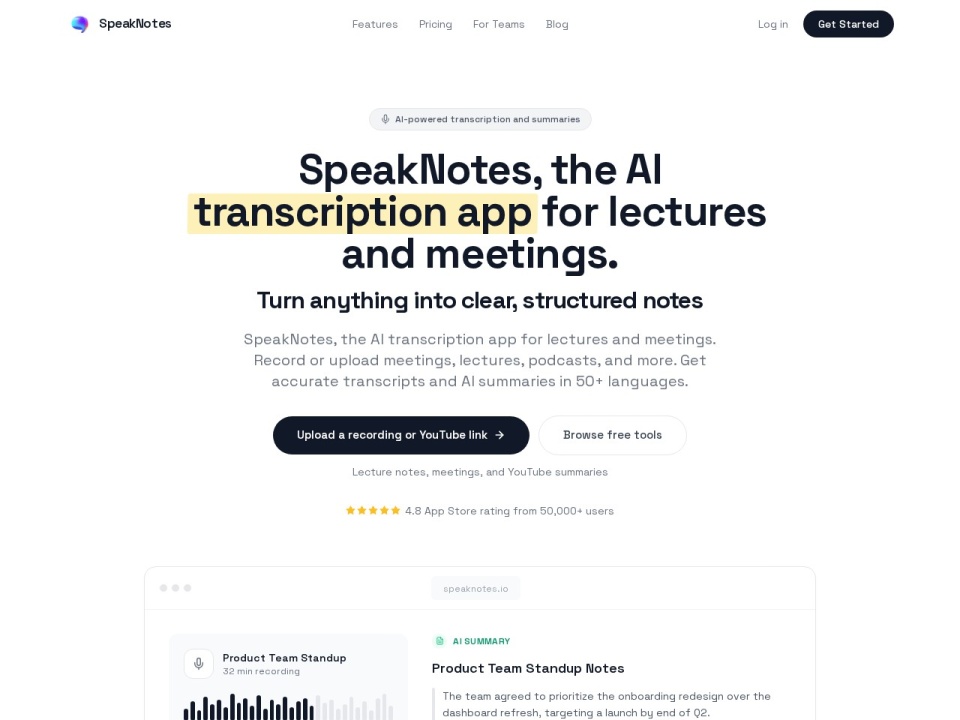 Speaknotes preview