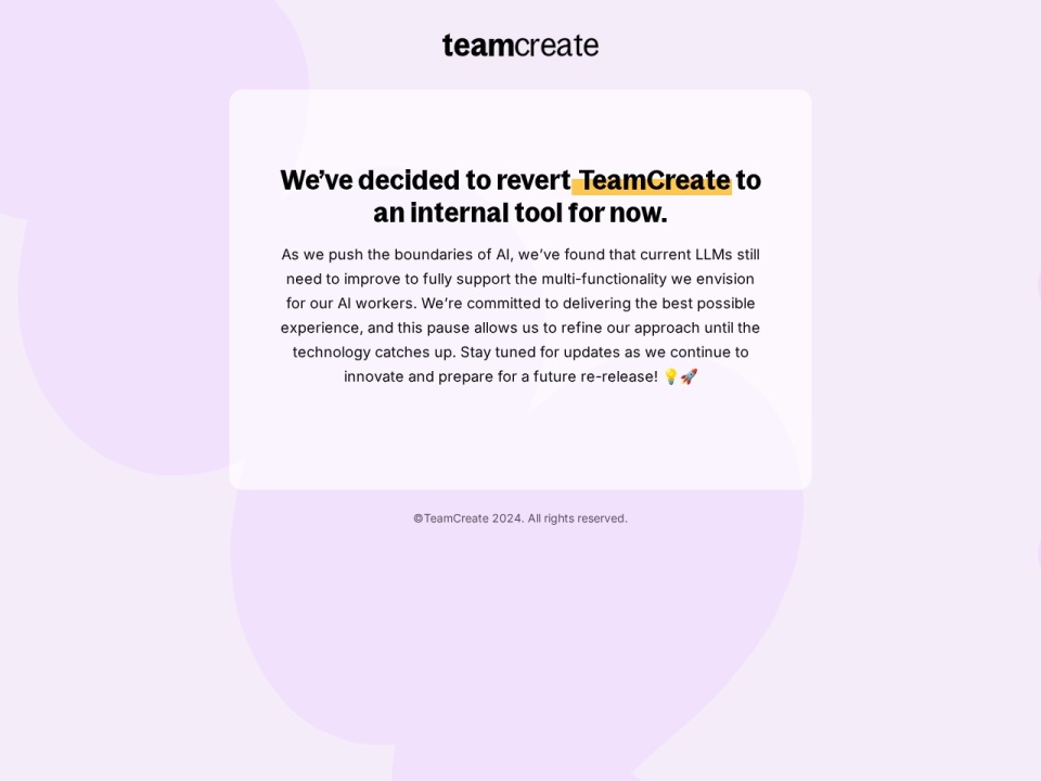 Teamcreate AI preview