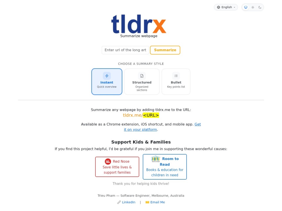 Tldrx Me preview