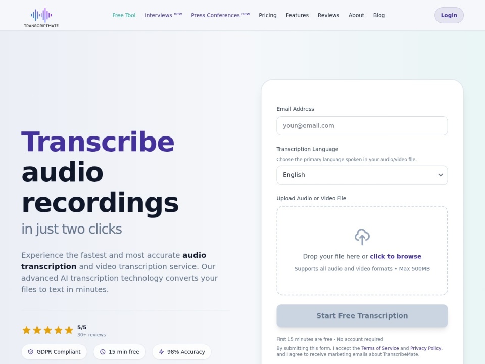 Transcriptmate preview