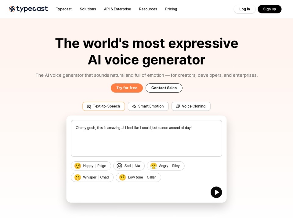 Typecast AI preview