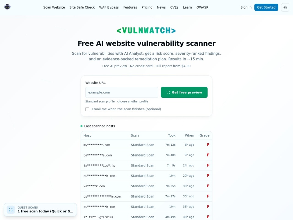 Free Website Security Scan AI Powered preview