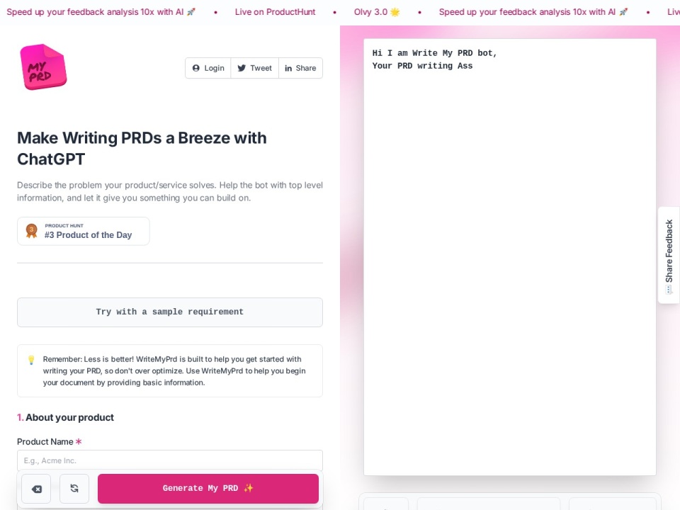 Writemyprd preview