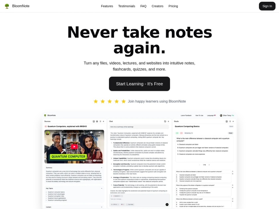 Bloomnote preview