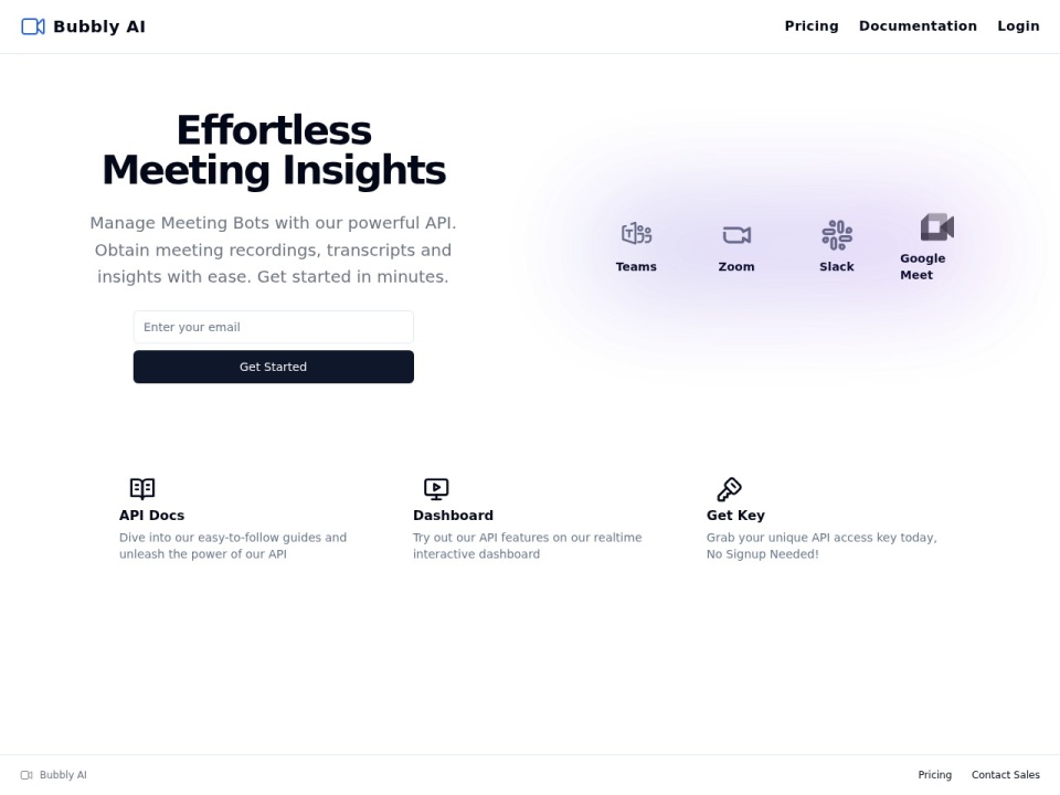 Bubbly Meeting API preview