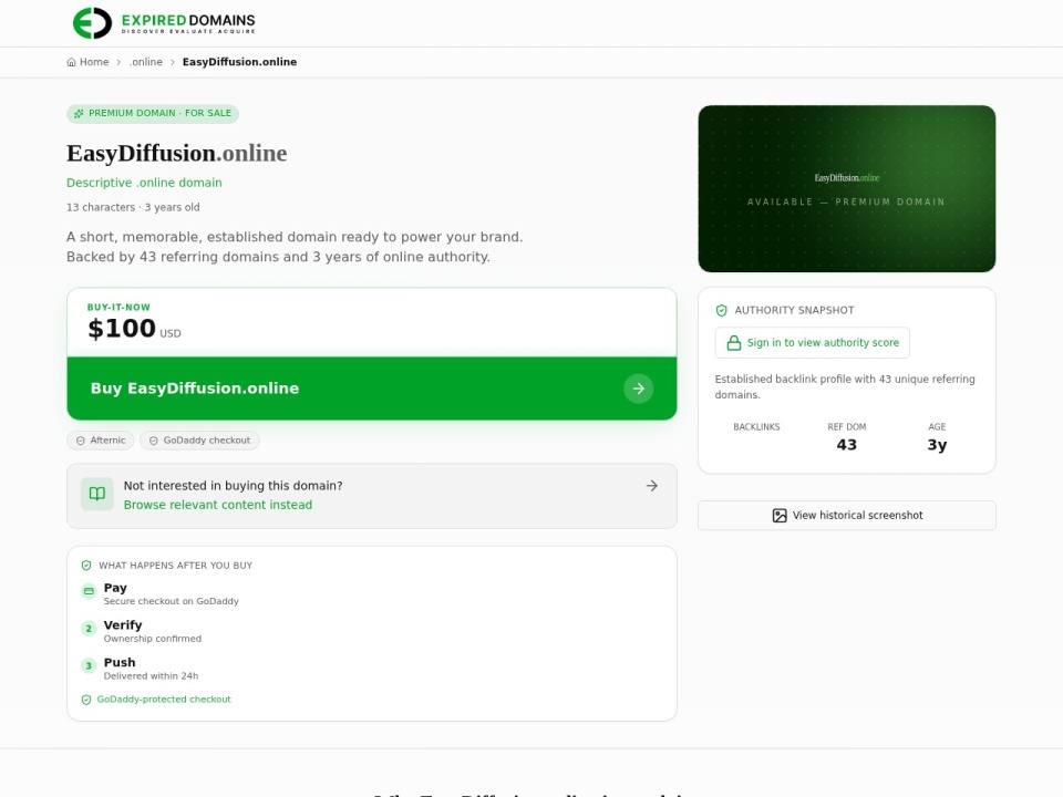 Easydiffusion Online preview