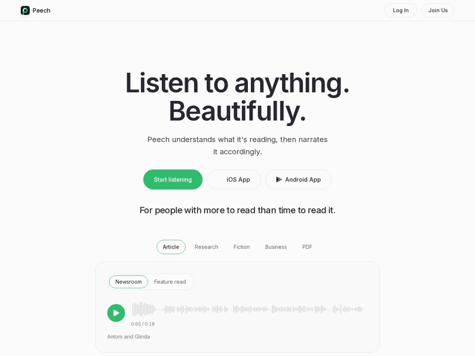 Peech Text To Speech Reader preview