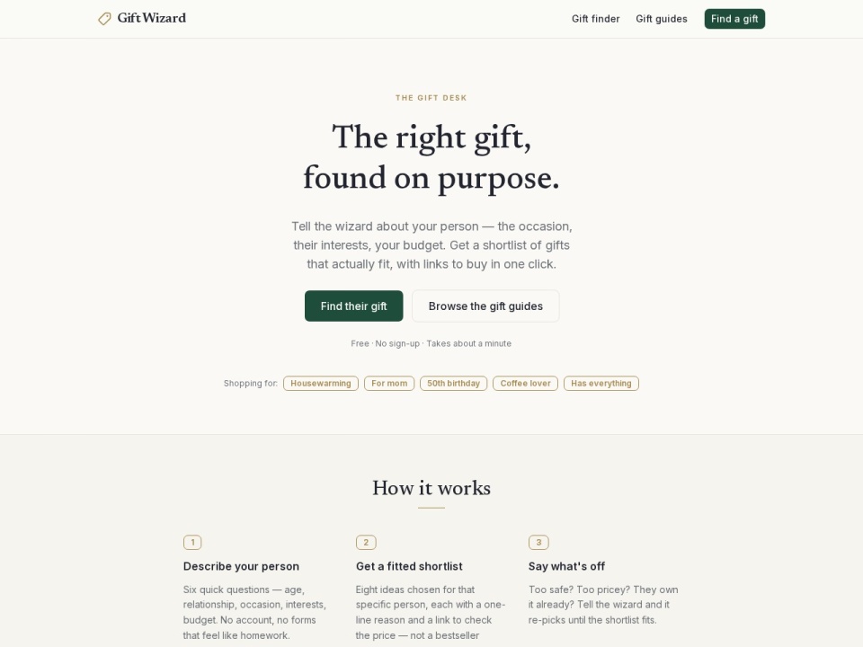 Gift Wizard preview