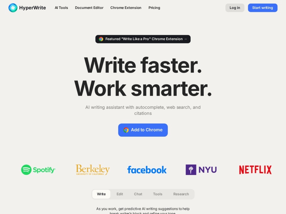 Hyperwrite AI preview