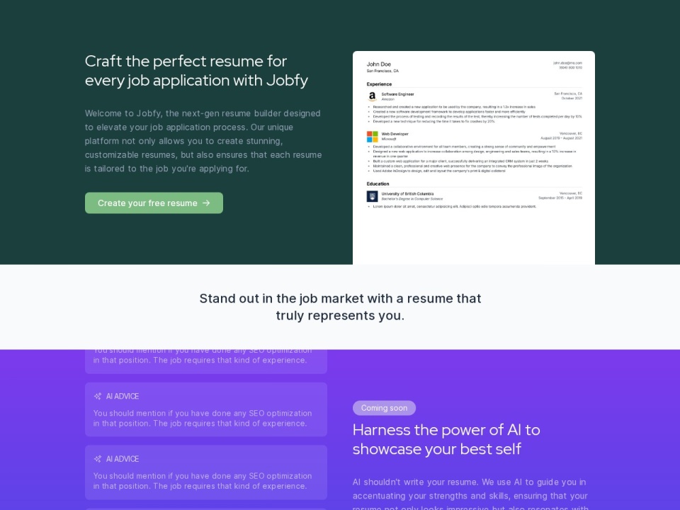 Jobfy New Gen Resume Builder preview