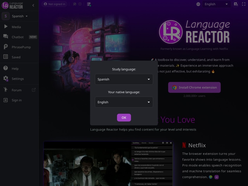 Language Reactor preview