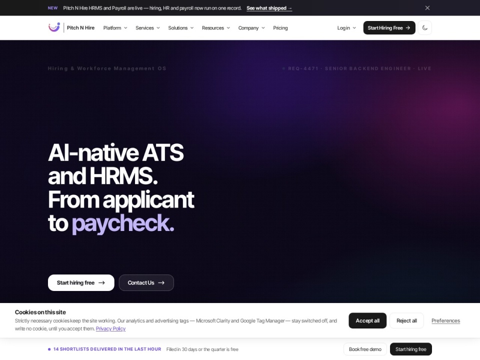 Pitch N Hire Applicant Tracking Software preview
