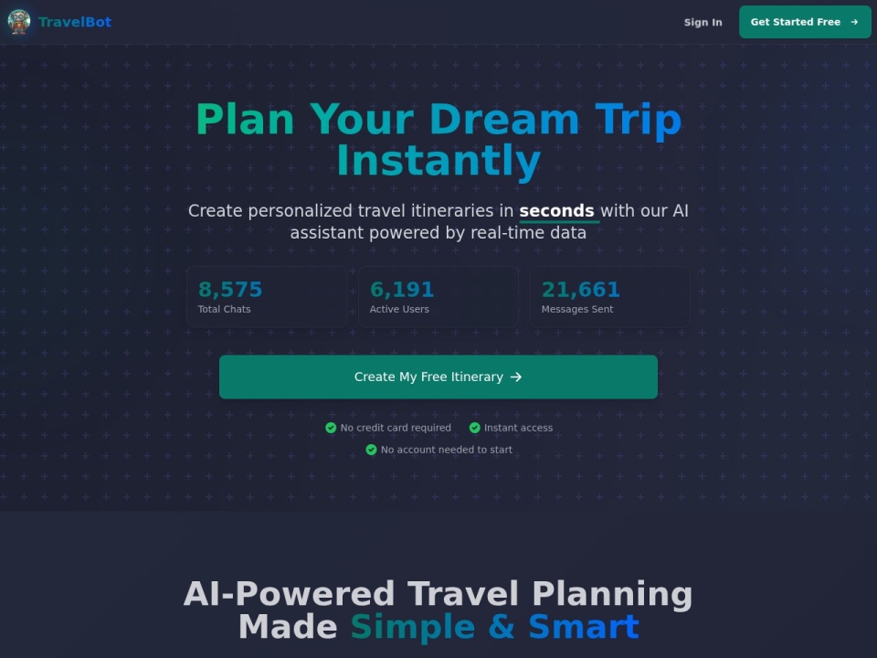 Travelbot AI Travel Assistant preview